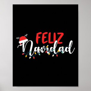Feliz Navidad Merry Christmas Xmas Lights Pajamas Poster