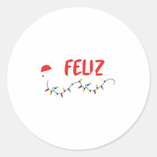 Feliz Navidad Merry Christmas Xmas Lights Pyjamas Classic Round Sticker