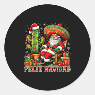 Feliz Navidad Mexican Christmas Santa Sombrero Cac Classic Round Sticker