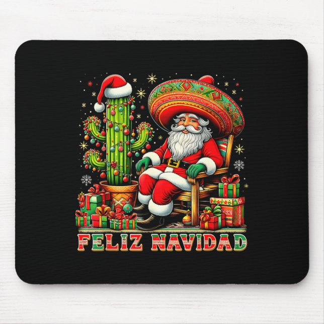 Feliz Navidad Mexican Christmas Santa Sombrero Cac Mouse Mat (Front)