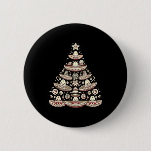 Feliz Navidad Mexican Sombrero Christmas Tree Men 6 Cm Round Badge