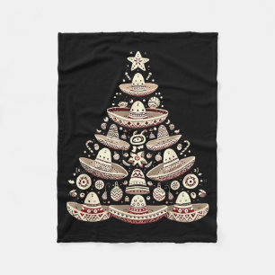 Feliz Navidad Mexican Sombrero Christmas Tree Men Fleece Blanket