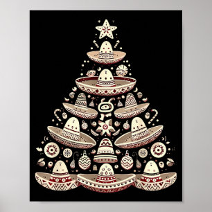 Feliz Navidad Mexican Sombrero Christmas Tree Men  Poster