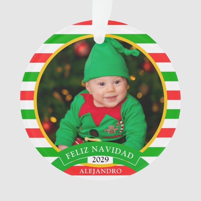 Feliz Navidad Mexico Christmas Photo Ornament (Front)