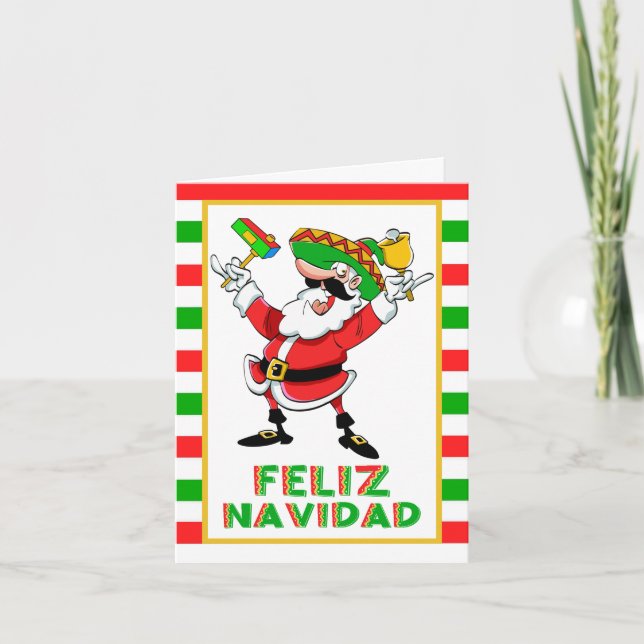 Feliz Navidad Mexico Christmas Santa Holiday Card (Front)