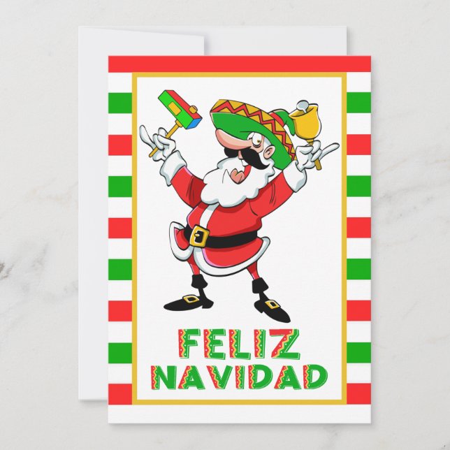 Feliz Navidad Mexico Christmas Santa Holiday Card (Front)