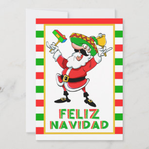 Feliz Navidad Mexico Christmas Santa Holiday Card