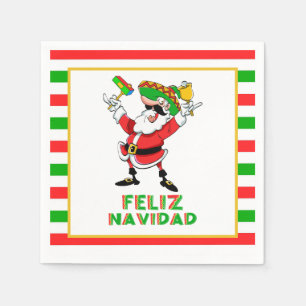 Feliz Navidad Mexico Christmas Santa Napkin