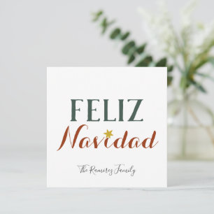 Feliz Navidad minimalist Christmas star holiday Card