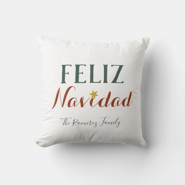 Feliz Navidad minimalist Christmas star holiday    Cushion (Front)