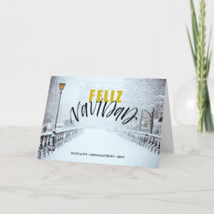 FELIZ Navidad   Minimalist Winter Scenery Holiday Card