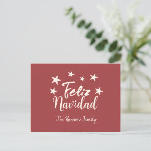 Feliz Navidad  Modern Christmas Family Greeting    Holiday Postcard