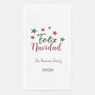 Feliz Navidad  Modern Christmas Family     Napkin
