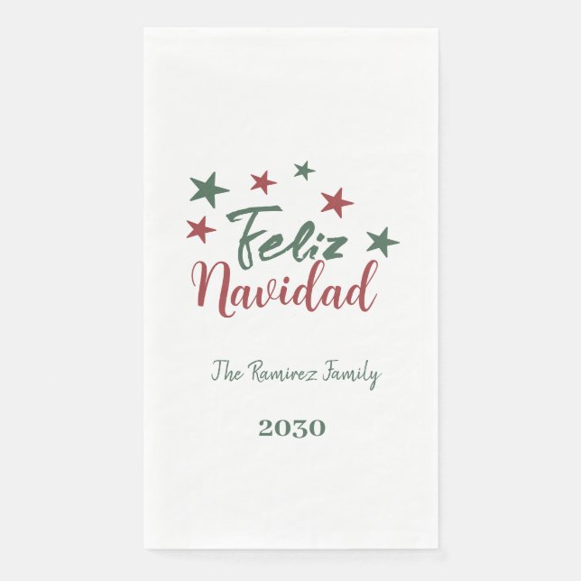 Feliz Navidad  Modern Christmas Family     Napkin (Front)