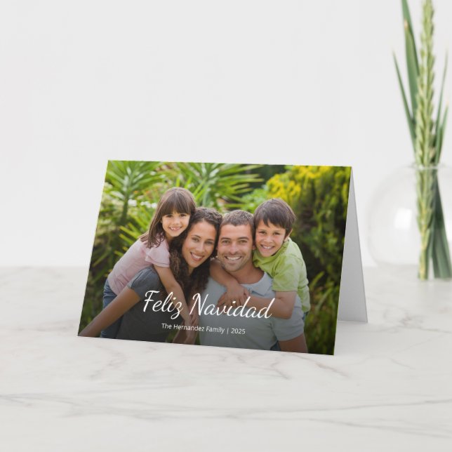 Feliz Navidad Modern Christmas Family Photo  Holiday Card (Front)