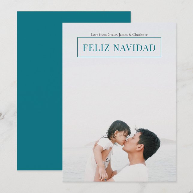 Feliz Navidad Modern Christmas Green Card (Front/Back)