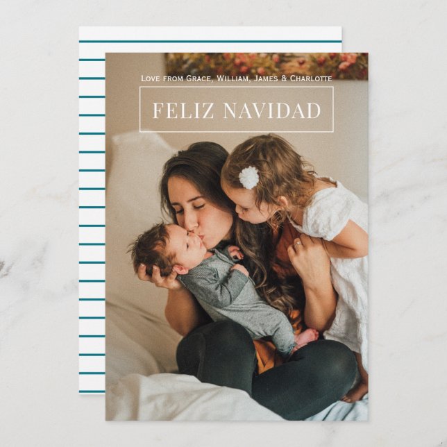 Feliz Navidad Modern Christmas Photo Card (Front/Back)