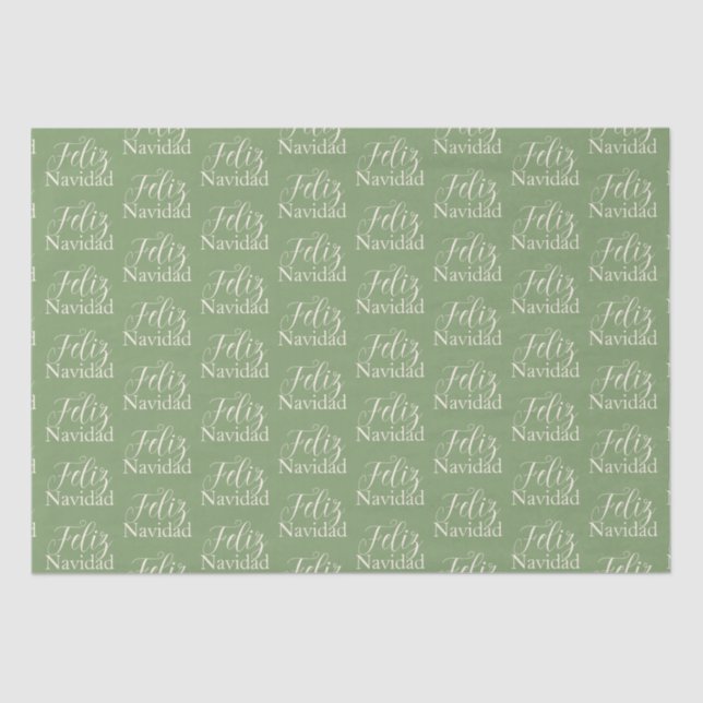 Feliz Navidad  Modern  Green Christmas Holiday   Tissue Paper (Front)
