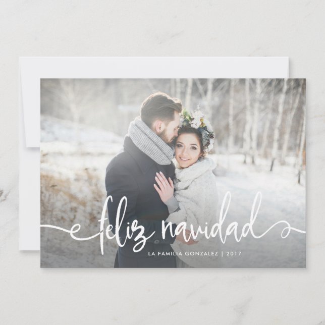 Feliz Navidad | Modern Rustic Christmas Photo Holiday Card (Front)