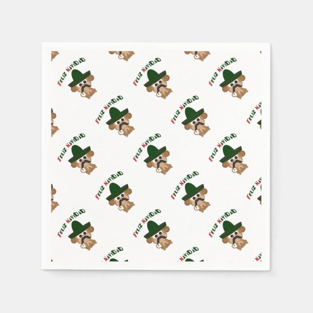 Feliz Navidad Monkey Napkin (Front)