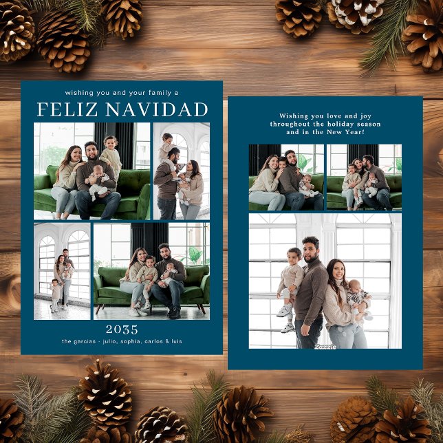 Feliz Navidad Multi Photo Holiday Card (Creator Uploaded)