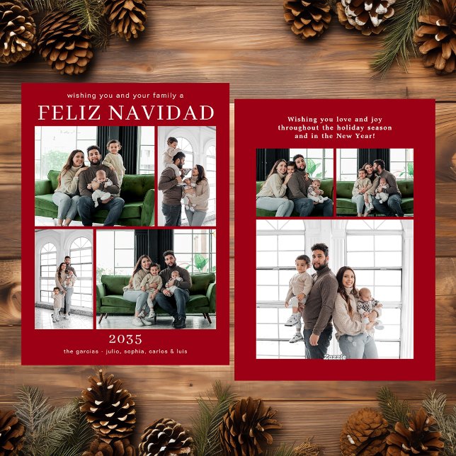 Feliz Navidad Multi Photo Holiday Card (Creator Uploaded)