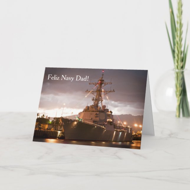 Feliz Navidad Navy Dad & Family Christmas Card (Front)