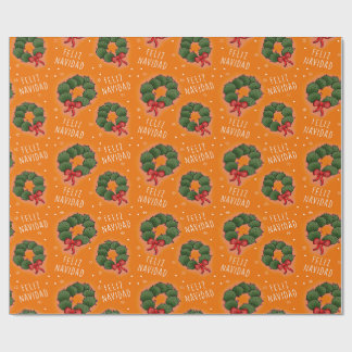 Feliz Navidad Nopal Wreath Wrapping Paper