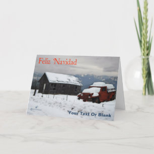 Feliz Navidad - Old Red Truck Holiday Card