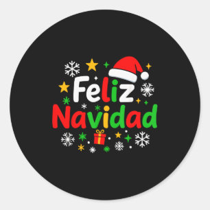 Feliz Navidad Pajamas Shirt, Cute Spanish Mexican Classic Round Sticker