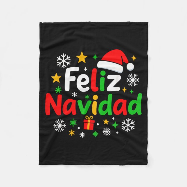 Feliz Navidad Pajamas Shirt, Cute Spanish Mexican  Fleece Blanket (Front)
