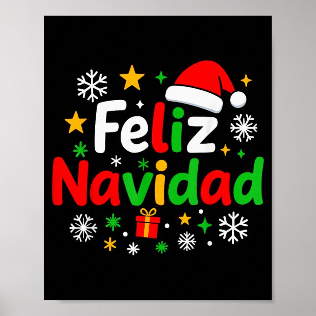 Feliz Navidad Pajamas Shirt, Cute Spanish Mexican  Poster (Front)
