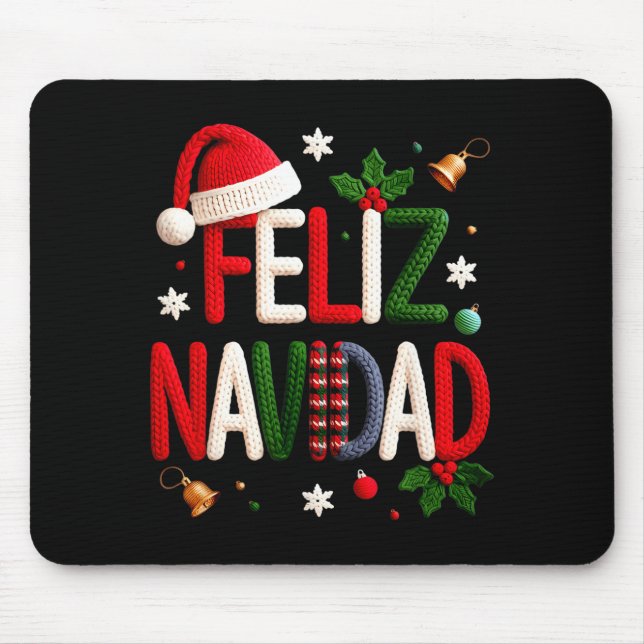 Feliz Navidad Pajamas Spanish Mexican Christmas Bo Mouse Mat (Front)