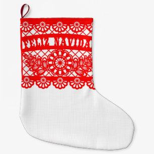 Feliz Navidad Papel Picado Large Christmas Stocking