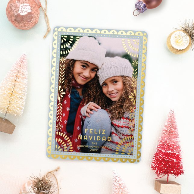 Feliz Navidad Papel Picado Photo Holiday Gold Foil (Creator Uploaded)