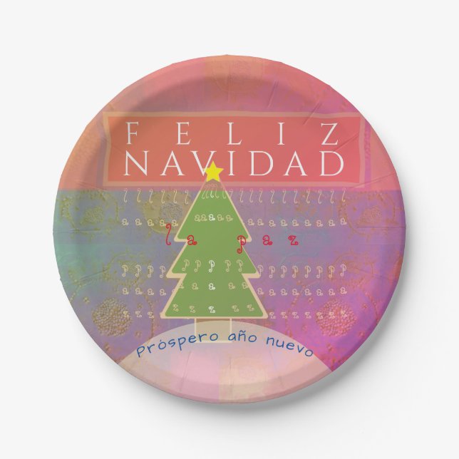 "Feliz navidad" Peace and Happy New Year Paper Plate (Front)