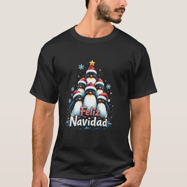 Feliz Navidad Penguin Girls Boys Funny Christmas T T-Shirt (Front)
