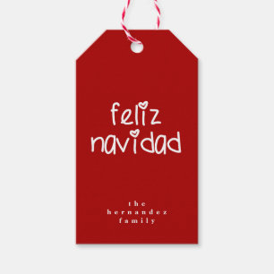 Feliz Navidad - Personalised Red Christmas Gift Tags