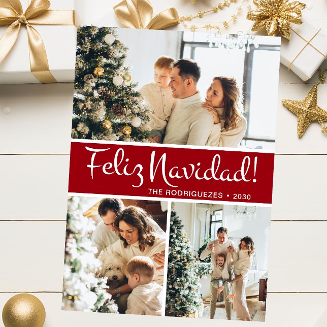 Feliz Navidad Photo Collage Holiday Card (Creator Uploaded)