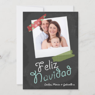 Feliz Navidad Photo Frame And Colourful Tape Holiday Card