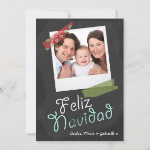 Feliz Navidad Photo Frame And Colourful Tape Holiday Card