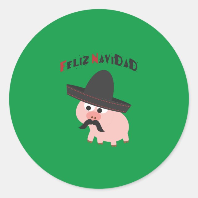 Feliz Navidad! Pig Sticker (Front)
