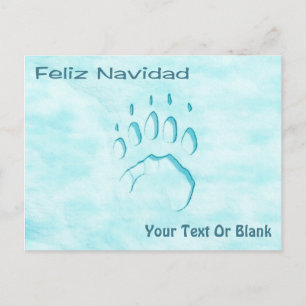 Feliz Navidad - Polar Bear Paw Print Postcard