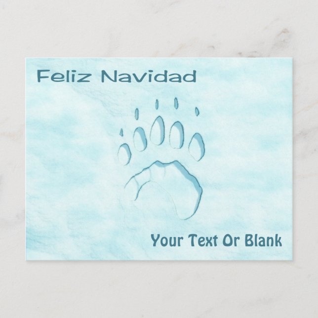 Feliz Navidad - Polar Bear Paw Print Postcard (Front)