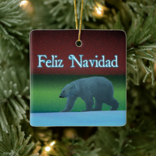 Feliz Navidad - Polar Lights Polar Bear Ceramic Tree Decoration