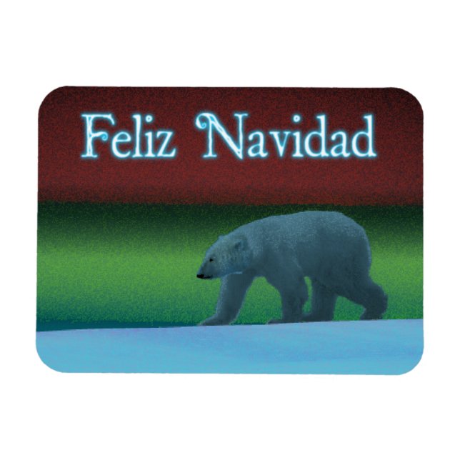 Feliz Navidad - Polar Lights Polar Bear Magnet (Horizontal)
