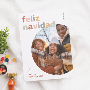 Feliz Navidad   Postal Colorida y Moderna 2 Fotos Holiday Card
