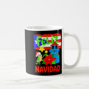 Feliz Navidad Puerto Rico Flag Floral Frog Boricua Coffee Mug