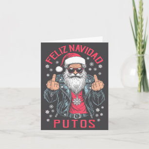 Feliz Navidad Putos Funny Rude Spanish Santa Middl Card