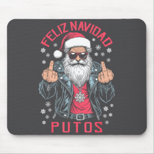 Feliz Navidad Putos Funny Rude Spanish Santa Middl Mouse Mat